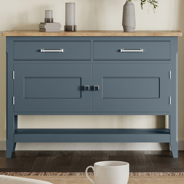 Baumhaus Signature 2 Door 2 Drawer Single Shelf Blue Small Sideboard - Wilko - image 1