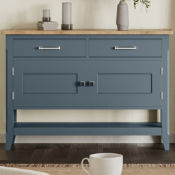 Baumhaus Signature 2 Door 2 Drawer Single Shelf Blue Small Sideboard - Wilko