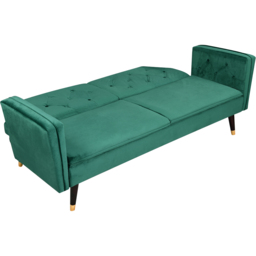 Comfy Living 3 Seater Green and Gold Plush Velvet Tufted Sofa Bed - Wilko - thumbnail 5