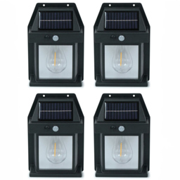ValueLights Set of 4 Black Outdoor Solar Lantern Wall Lights - Size: 17 x 12 x 6cm - Wilko - thumbnail 1