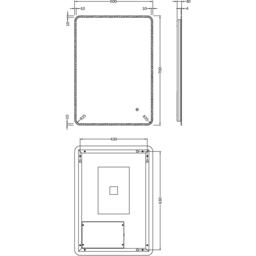 nuie Ambient LED Touch Sensor Mirror 700 x 500mm - Size: 700 x 500 x 30mm - Silver - Wilko - thumbnail 4