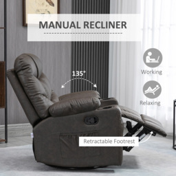 Portland Brown Manual Reclining Chair - Size: Single - Wilko - thumbnail 5