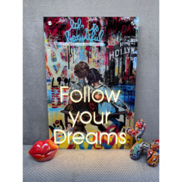 Splashbax Follow Your Dreams Unframed LED Neon Wall Art - Size: 90 x 60 x 7cm - Multi - Wilko - thumbnail 6
