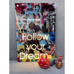 Splashbax Follow Your Dreams Unframed LED Neon Wall Art - Size: 90 x 60 x 7cm - Multi - Wilko - thumbnail 7