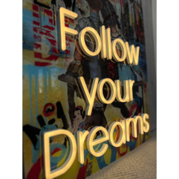 Splashbax Follow Your Dreams Unframed LED Neon Wall Art - Size: 90 x 60 x 7cm - Multi - Wilko - thumbnail 4