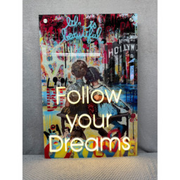 Splashbax Follow Your Dreams Unframed LED Neon Wall Art - Size: 90 x 60 x 7cm - Multi - Wilko - thumbnail 3