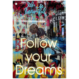 Splashbax Follow Your Dreams Unframed LED Neon Wall Art - Size: 90 x 60 x 7cm - Multi - Wilko - thumbnail 1