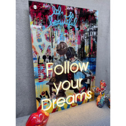 Splashbax Follow Your Dreams Unframed LED Neon Wall Art - Size: 90 x 60 x 7cm - Multi - Wilko - thumbnail 5