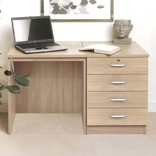 R White Cabinets 4 Drawer Brown Set-05 Desk - Size: 72.8 x 107.9 x 54cm - Wilko - image 1