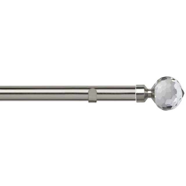 New Edge Blinds 210cm Fixed Length Satin Silver Eyelet Metal Curtain Pole Set with Bella Finial - Wilko - image 1