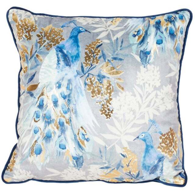 Divante Peacock Metallic Cushion - Blue - Wilko - image 1