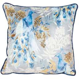 Divante Peacock Metallic Cushion - Blue - Wilko - thumbnail 1