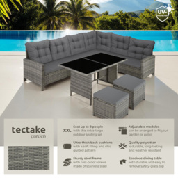 tectake Barletta 8 Seater Grey and Beige Rattan Garden Sofa Set - Wilko - thumbnail 7