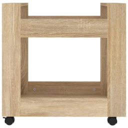 vidaXL 2 Shelf Sonoma Oak Wooden Desk Trolley - Size: 60 x 60 x 45cm - Brown - Wilko - thumbnail 6