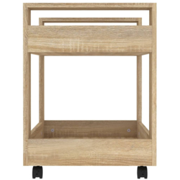 vidaXL 2 Shelf Sonoma Oak Wooden Desk Trolley - Size: 60 x 60 x 45cm - Brown - Wilko - thumbnail 5