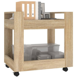 vidaXL 2 Shelf Sonoma Oak Wooden Desk Trolley - Size: 60 x 60 x 45cm - Brown - Wilko - thumbnail 4