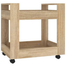 vidaXL 2 Shelf Sonoma Oak Wooden Desk Trolley - Size: 60 x 60 x 45cm - Brown - Wilko - thumbnail 3