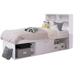 Kudl Single White Low Cabin Bed with Bookcase Headboard - Wilko - thumbnail 3