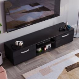 Vida Designs Cosmo 2 Door 2 Shelf Black TV Unit - Size: 40 x 160 x 38cm - Wilko - thumbnail 7