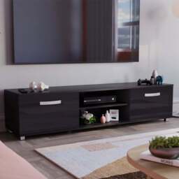 Vida Designs Cosmo 2 Door 2 Shelf Black TV Unit - Size: 40 x 160 x 38cm - Wilko - thumbnail 1