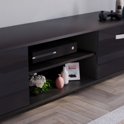 Vida Designs Cosmo 2 Door 2 Shelf Black TV Unit - Size: 40 x 160 x 38cm - Wilko - thumbnail 5
