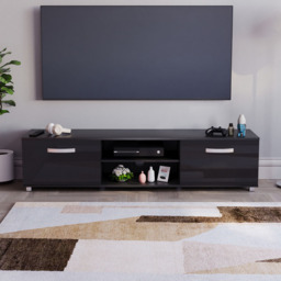 Vida Designs Cosmo 2 Door 2 Shelf Black TV Unit - Size: 40 x 160 x 38cm - Wilko - thumbnail 6