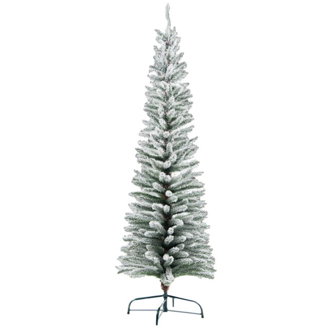 Shatchi Snow Flocked Artificial Slim Christmas Pencil Tree 8ft - White - Wilko - image 1