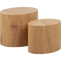 Florence Mice Oak Oval Coffee Table Set of 2 - Size: 40 x 33 x 48cm - Brown - Furniture To Go - Wilko - thumbnail 3