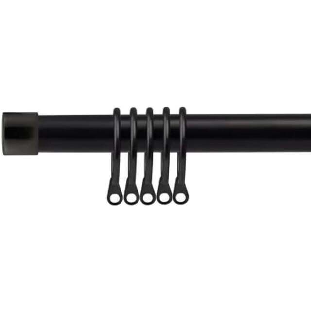 New Edge Blinds 120-210cm Extendable Black Fenton Metal Curtain Pole - Size: 120 - 210cm - Wilko - image 1