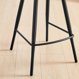 Furniturebox Koda Black and Tan Velvet Faux Leather Bar Stool Set of 2 - Size: 46.5 x 51.5 x 93.5cm - Grey - Wilko - thumbnail 5