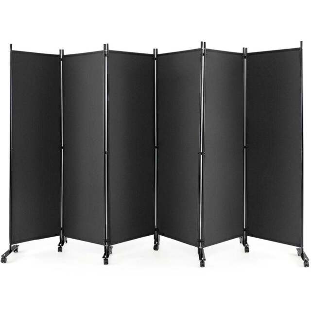 Costway 6 Panel Grey Room Divider on Wheels - Size: 109 x 17 x 13cm - Wilko - image 1