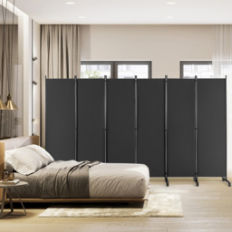 Costway 6 Panel Grey Room Divider on Wheels - Size: 109 x 17 x 13cm - Wilko - thumbnail 3