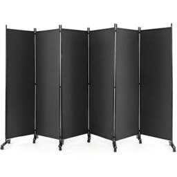 Costway 6 Panel Grey Room Divider on Wheels - Size: 109 x 17 x 13cm - Wilko