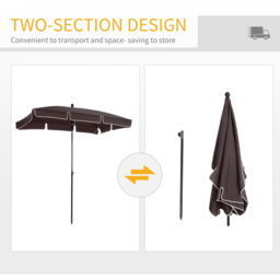 Outsunny Brown Tilting Parasol 2 x 1.25m - Size: 2m - Wilko - thumbnail 6