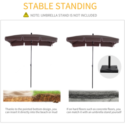 Outsunny Brown Tilting Parasol 2 x 1.25m - Size: 2m - Wilko - thumbnail 7