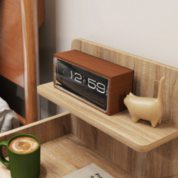 Portland Single Drawer 3 Shelf Natural Wood Effect Bedside Table - Brown - Wilko - thumbnail 4