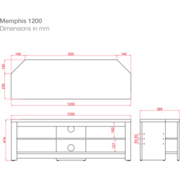 TTAP Memphis 2 Shelf Black TV Stand - Size: 14.4 x 120 x 39.5cm - Wilko - thumbnail 7