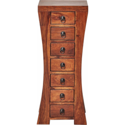 Loft24 Mahar 7 Drawer Brown Solid Wood Chest of Drawers - Size: 85 x 35 x 23cm - Wilko - thumbnail 4