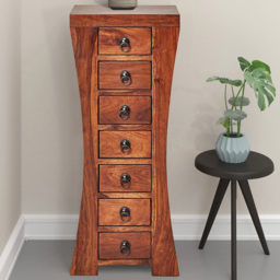 Loft24 Mahar 7 Drawer Brown Solid Wood Chest of Drawers - Size: 85 x 35 x 23cm - Wilko