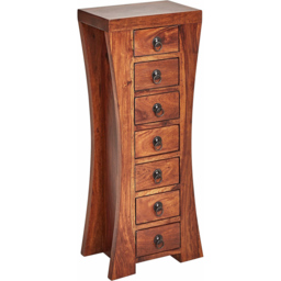 Loft24 Mahar 7 Drawer Brown Solid Wood Chest of Drawers - Size: 85 x 35 x 23cm - Wilko - thumbnail 3