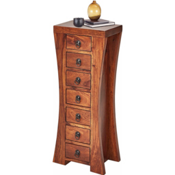 Loft24 Mahar 7 Drawer Brown Solid Wood Chest of Drawers - Size: 85 x 35 x 23cm - Wilko - thumbnail 6