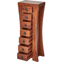Loft24 Mahar 7 Drawer Brown Solid Wood Chest of Drawers - Size: 85 x 35 x 23cm - Wilko - thumbnail 5