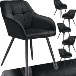 tectake Marilyn Set of 6 Black Quilted Velvet Dining Chair - Wilko - thumbnail 3
