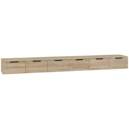vidaXL 6 Drawer Sonoma Oak Wall Cabinet - Size: 20 x 102 x 30cm - Brown - Wilko - thumbnail 3