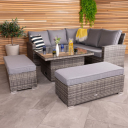 Charles Bentley 6 Seater Corner Lounge Set - Grey - Wilko