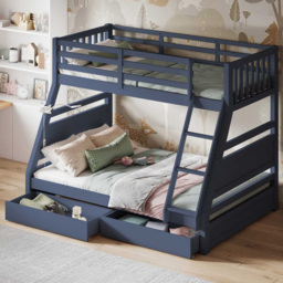 Flair Ollie Navy Triple Bunk Bed - Size: Single + Double - Blue - Wilko - thumbnail 6
