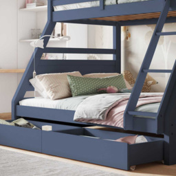 Flair Ollie Navy Triple Bunk Bed - Size: Single + Double - Blue - Wilko - thumbnail 4