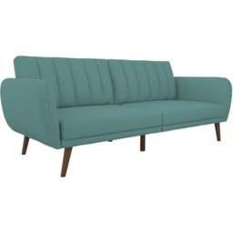 Novogratz Brittany 3 Seater Light Blue Linen Sofa Bed with Wooden Legs - LightÂBlue - Wilko - thumbnail 3