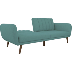 Novogratz Brittany 3 Seater Light Blue Linen Sofa Bed with Wooden Legs - LightÂBlue - Wilko - thumbnail 7