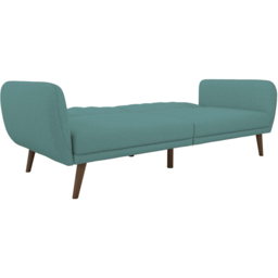 Novogratz Brittany 3 Seater Light Blue Linen Sofa Bed with Wooden Legs - LightÂBlue - Wilko - thumbnail 5